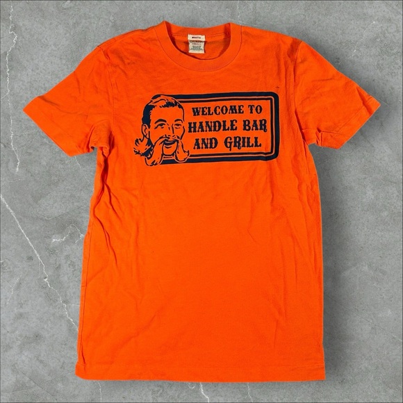 Vintage Abercrombie & Fitch Shirt Men Small Orange 90s Handle Bar And Grill Rare - Picture 1 of 8